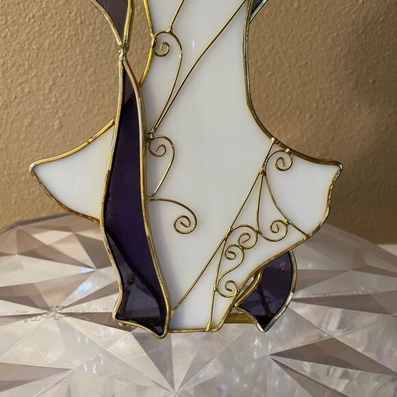 Stained glass Red Headed Angel Candle Holder - Picture 8 of 16
